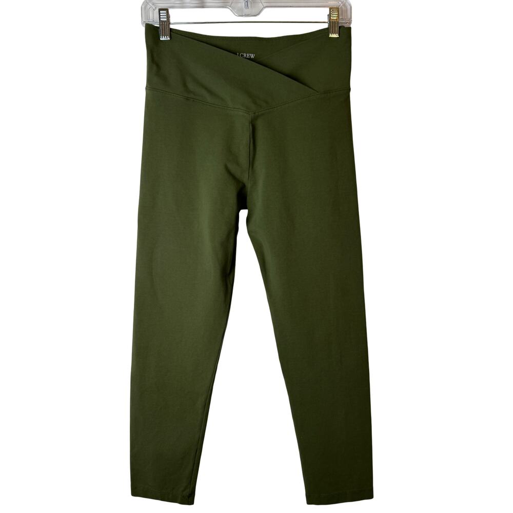 J.Crew Green Cross-Waist Cropped Leggings Medium NWOT